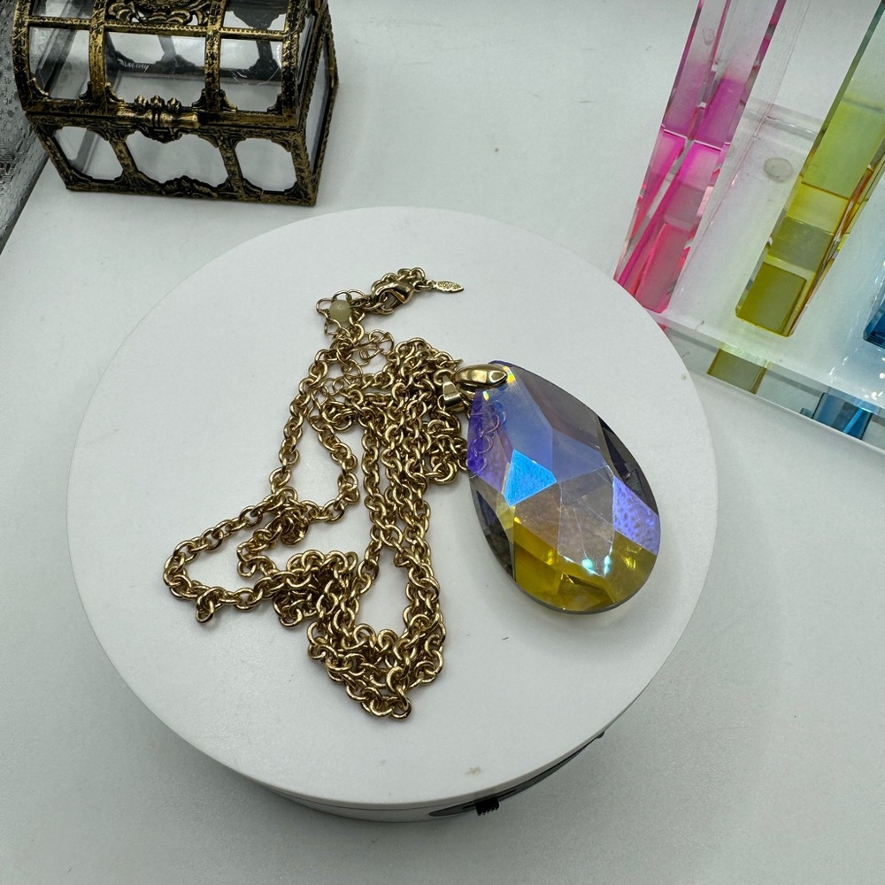 Vintage Avon Crystal Prism Necklace Stamped‎ NWT